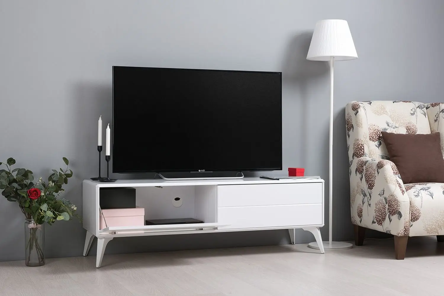 Tumba pentru TV Mobi Speys 13.64 (Premium White/Gloss White)