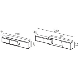 Tumba pentru TV Modern Komfi TV2 210+70 (Brandy Castello Oak/Craft Oak White) Thumb
