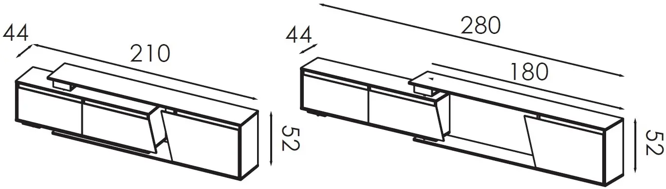 Tumba pentru TV Modern Komfi TV2 210+70 (Craft Oak White)
