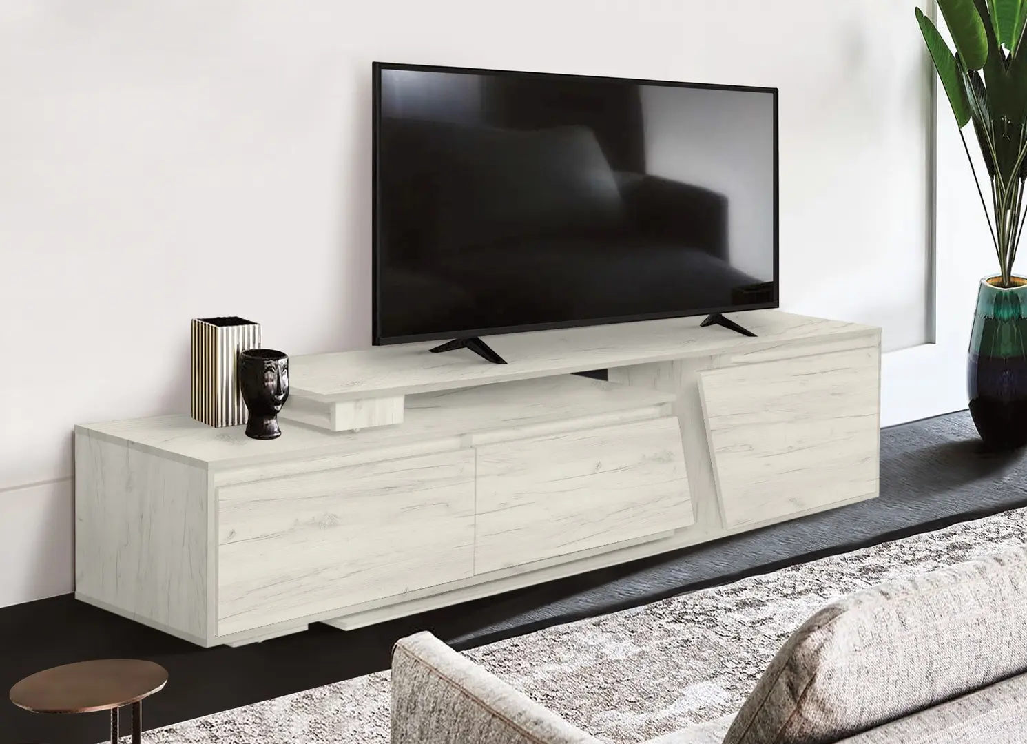 Tumba pentru TV Modern Komfi TV2 210+70 (Craft Oak White)