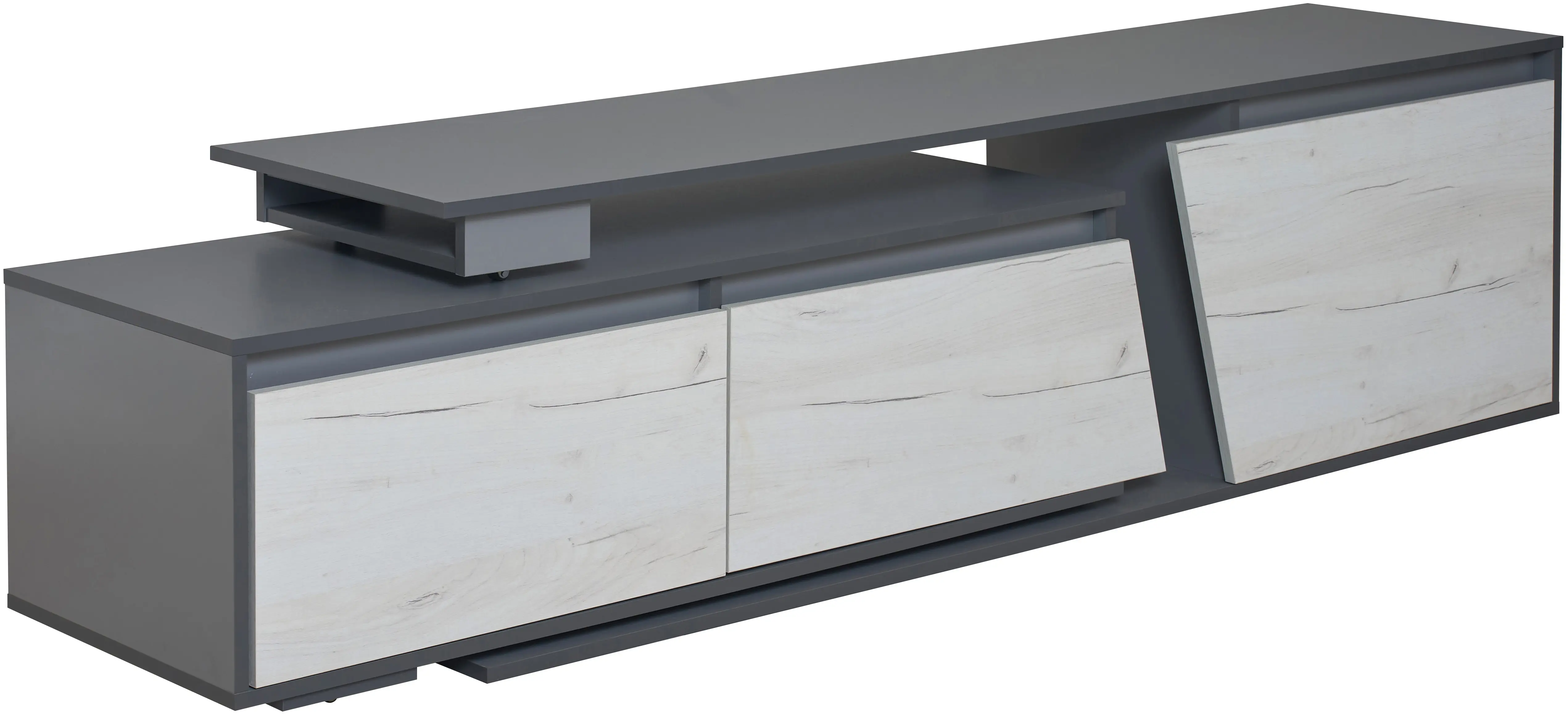 Tumba pentru TV Modern Komfi TV2 210+70 (Slate Gray/Craft Oak White)