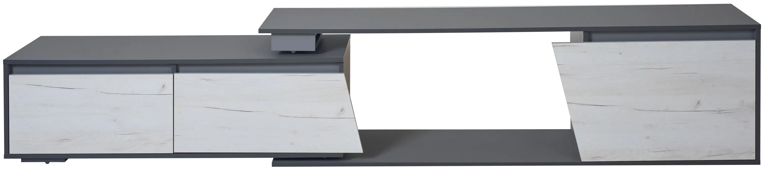 Tumba pentru TV Modern Komfi TV2 210+70 (Slate Gray/Craft Oak White)