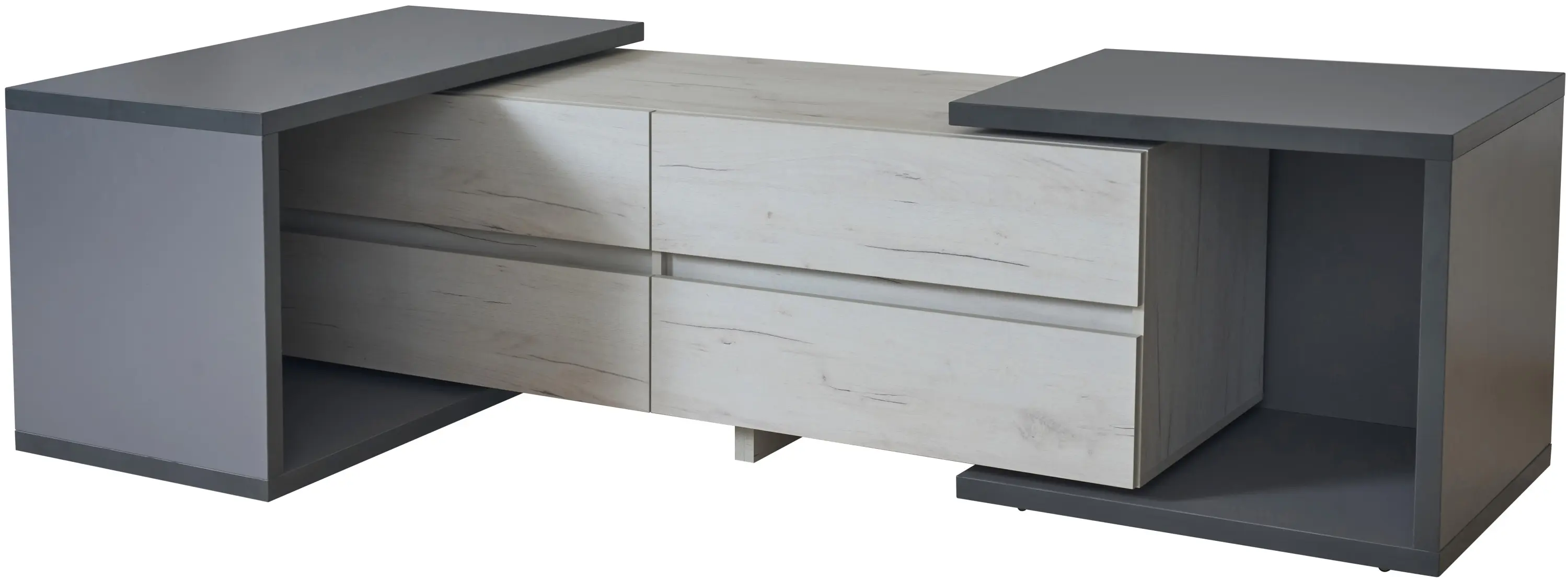 Tumba pentru TV Modern Komfi TV3 160+100 (Slate Gray/Craft Oak White)