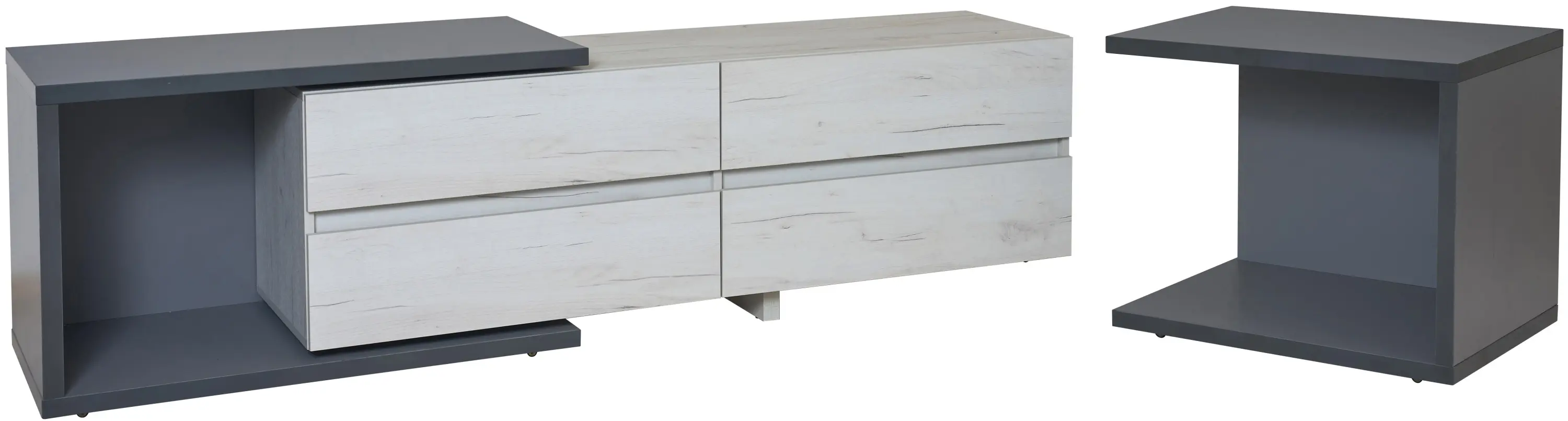 Tumba pentru TV Modern Komfi TV3 160+100 (Slate Gray/Craft Oak White)