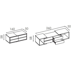 Tumba pentru TV Modern Komfi TV3 160+100 (Slate Gray/Craft Oak White) Thumb