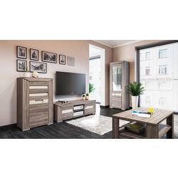 Tumba pentru TV Неман Kristall МН-131-16 (Sonoma Oak Truffle/Champagne Metallic) Thumb