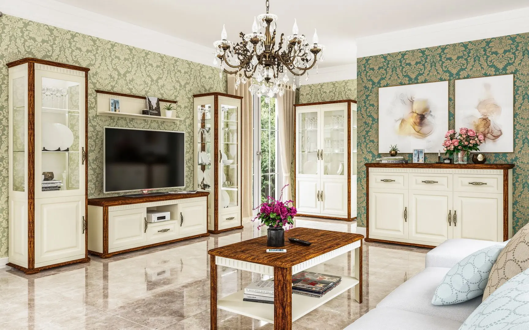 Tumba pentru TV Неман Marsel МН-126-13 (Country Oak/Cream)