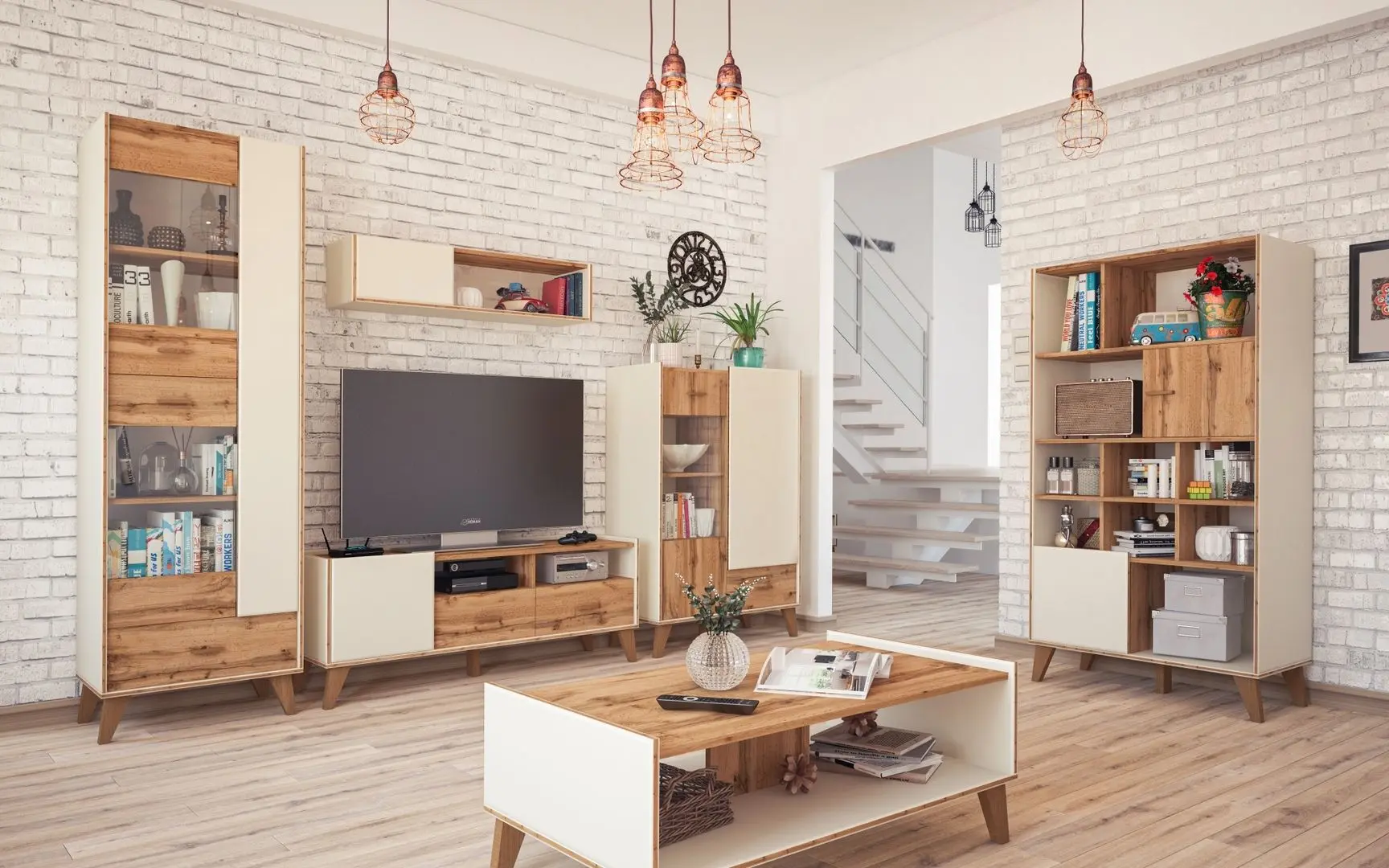 Tumba pentru TV Неман Skandi МН-036-03 (Wotan Oak/White)