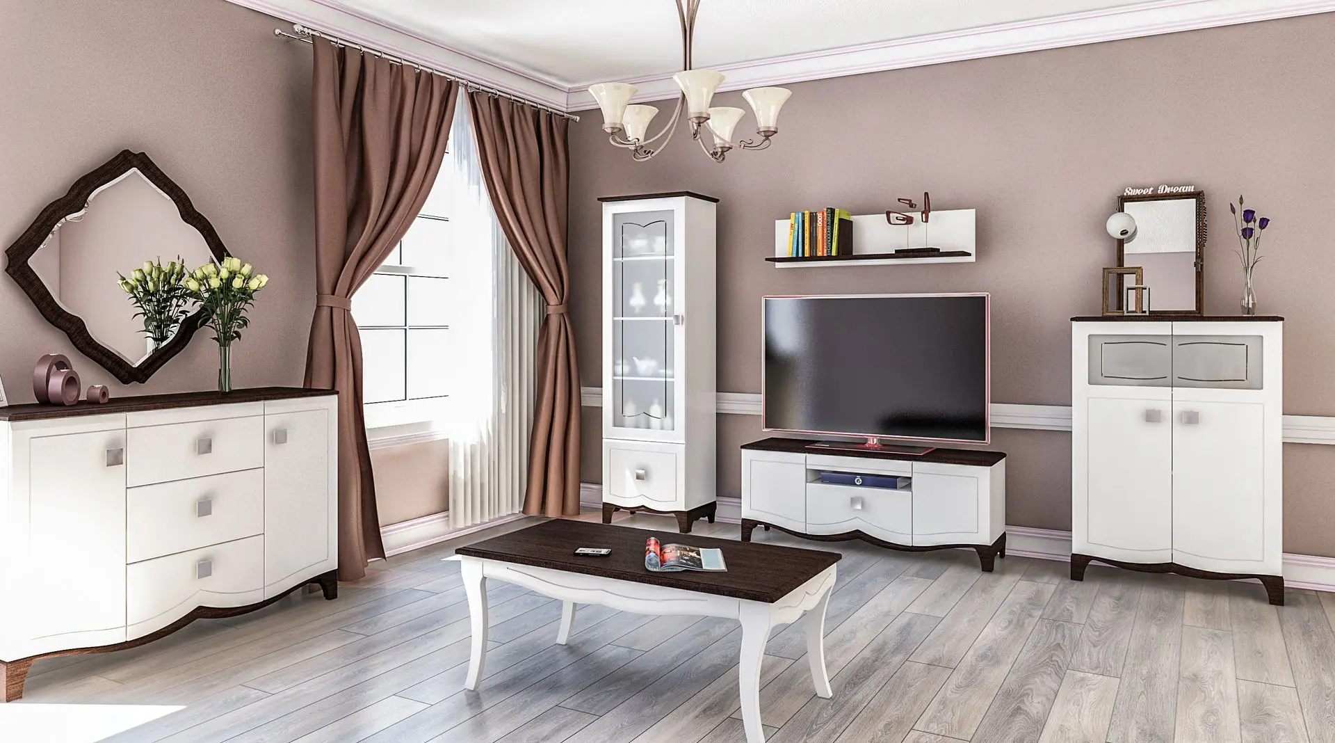 Tumba pentru TV Неман Tiffani МН-122-16 (Wenge/White Semi-Gloss) - 3