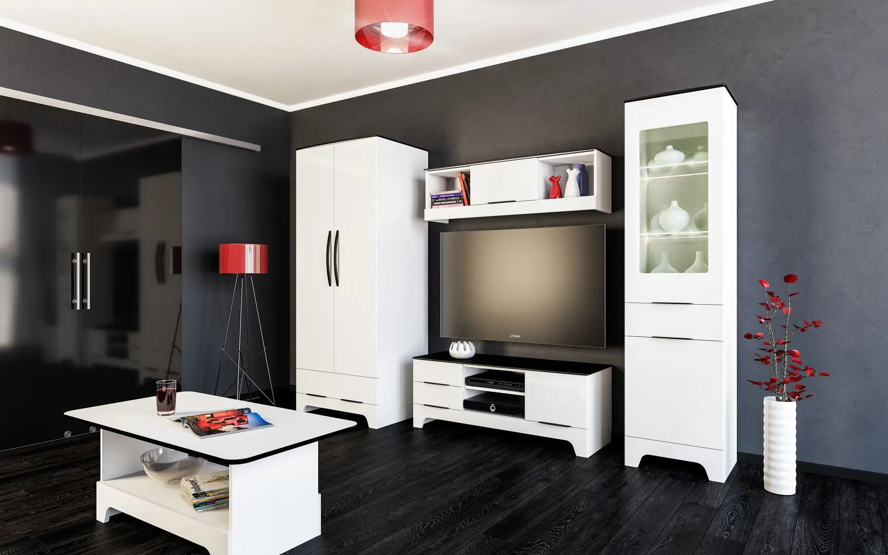 Tumba pentru TV Неман Verona МН-128-06 (Gloss White/Matt Black)