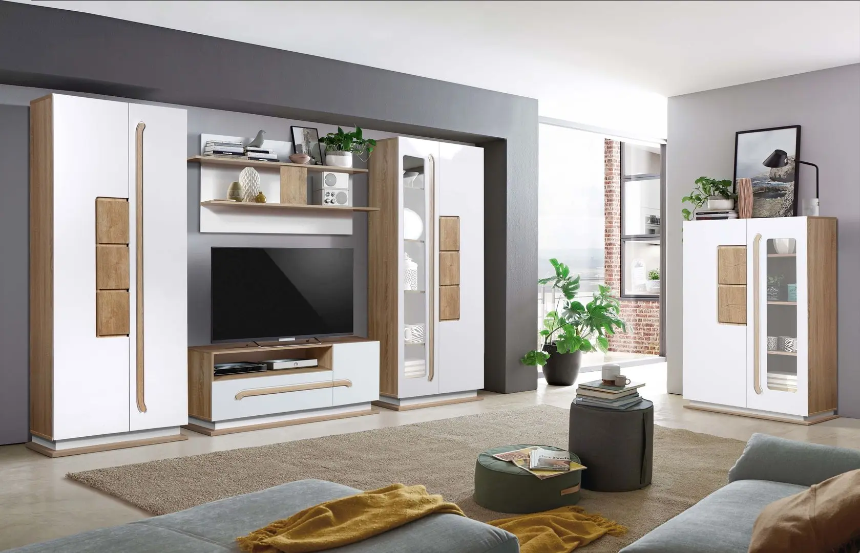 Tumba pentru TV Олмеко Dora 30.04-02 (Sonoma Oak/White Gloss) - 5