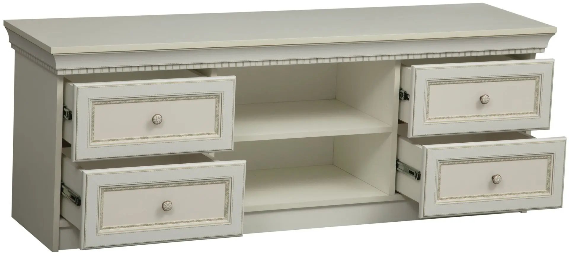 Tumba pentru TV Олмеко Elmira 40.05 (White/White Skin Patina) - 2