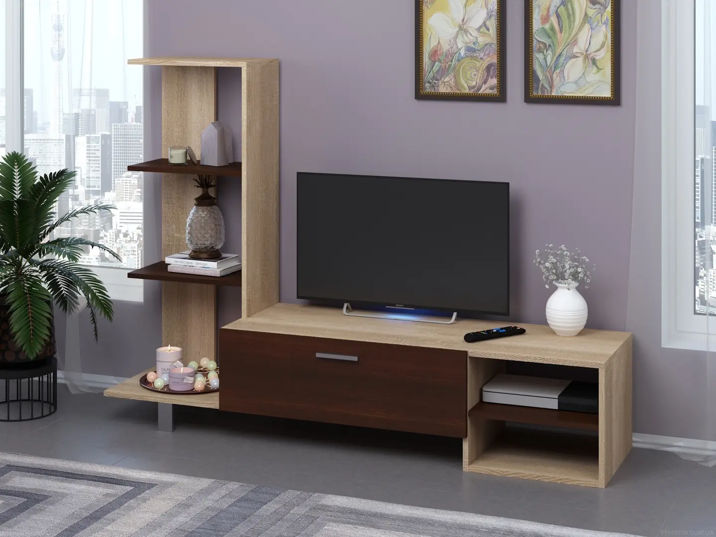 Tumba pentru TV Пехотин Dakar (Sonoma Oak/Walnut)