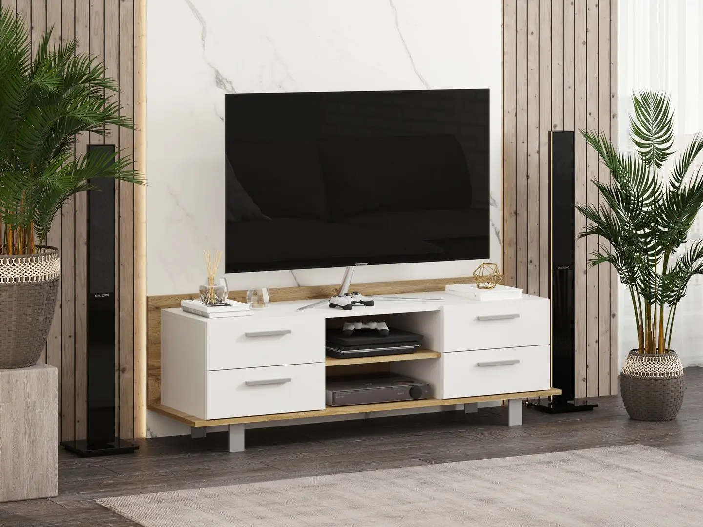 Tumba pentru TV Пехотин Palermo (Sonoma Oak/White)