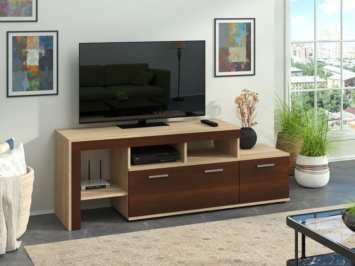 Tumba pentru TV Пехотин Prado (Sonoma Oak/Nut)