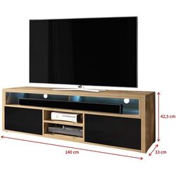 Тумба РТВ Selsey ‎Mario 140 (Wotan Oak/Black Gloss) Thumb