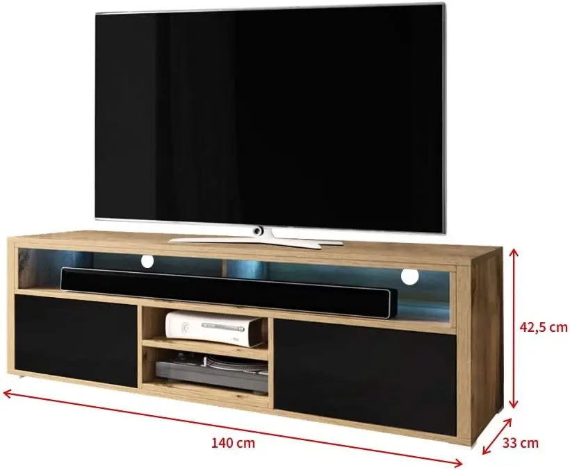 Тумба РТВ Selsey ‎Mario 140 (Wotan Oak/Black Gloss)