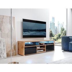 Тумба РТВ Selsey ‎Mario 140 (Wotan Oak/Black Gloss) Thumb