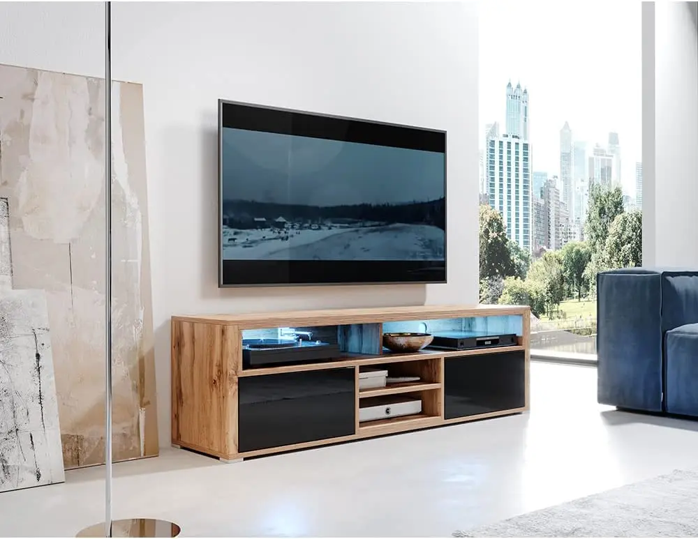 Тумба РТВ Selsey ‎Mario 140 (Wotan Oak/Black Gloss)