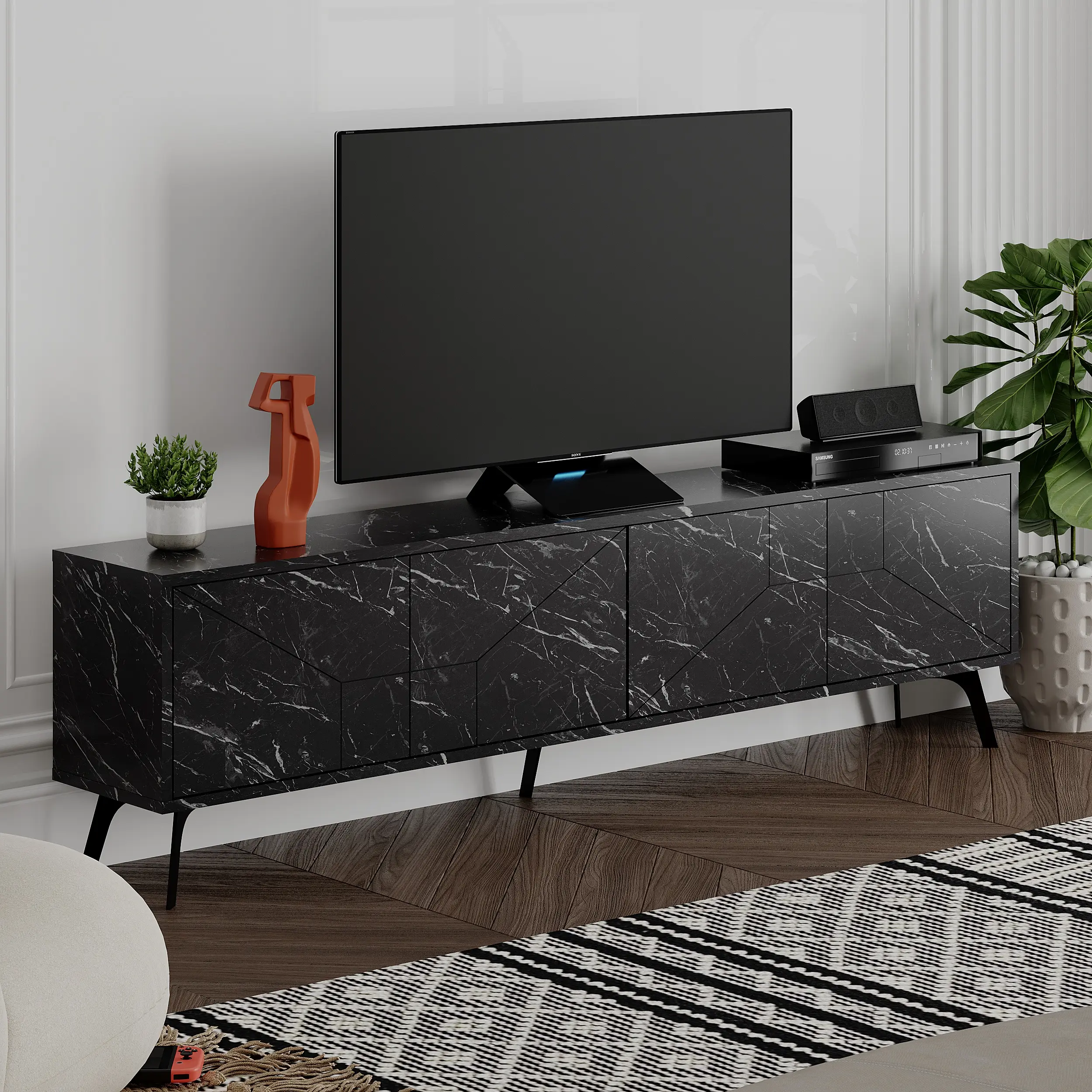 Тумба РТВ Showdeko Dune (Black Marble) - 2