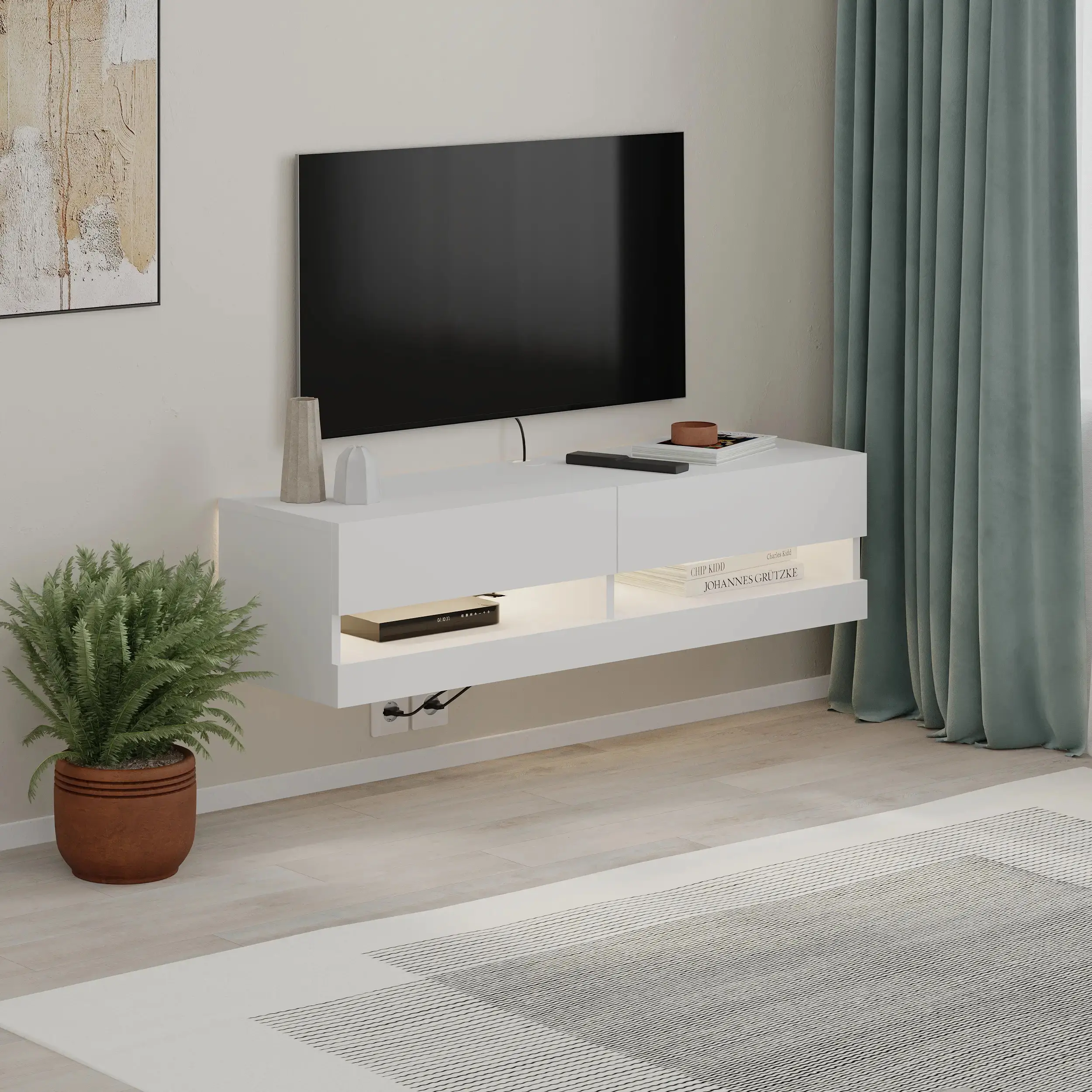 Tumba pentru TV Showdeko Moon (White) - 2