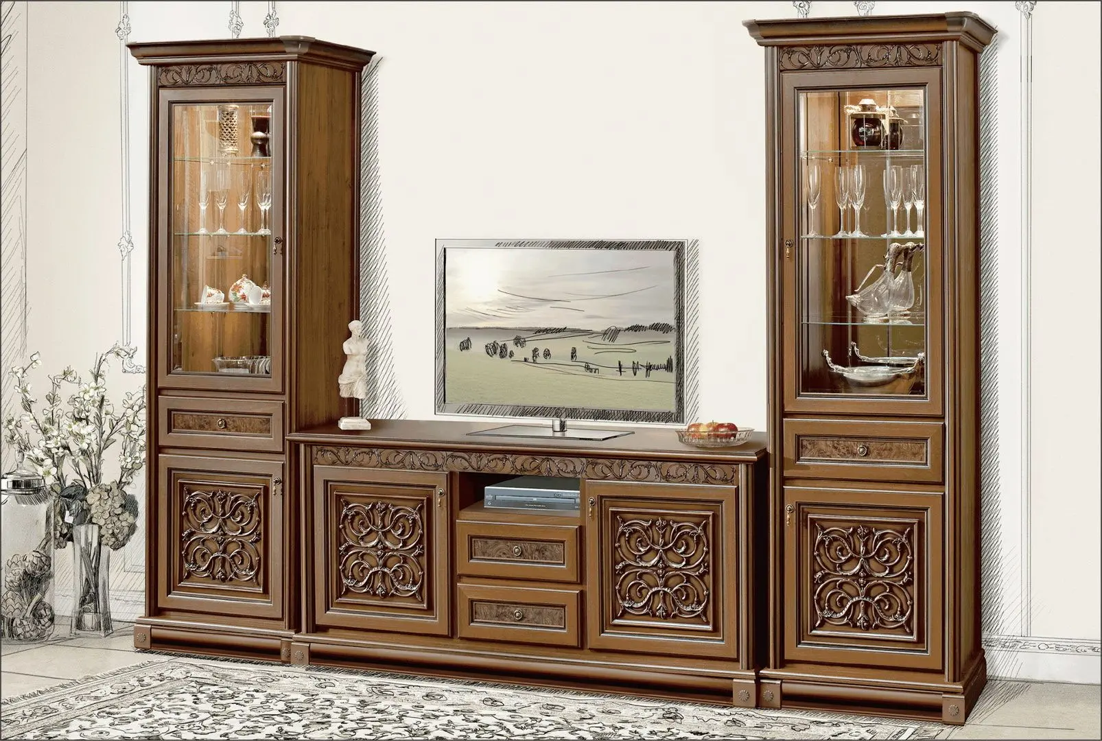 Comoda pentru TV Skay Toskana 1.89 (Caravaggio Nut/Italian Nut)