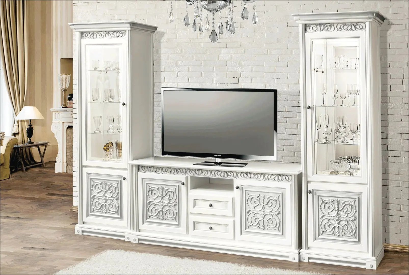 Comoda TV Skay Toskana (White/Silver)