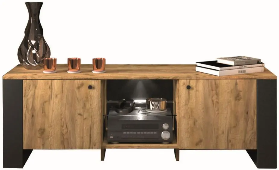 Tumba pentru TV Sokme Old Vud 2U (Craft Oak Gold/Black)