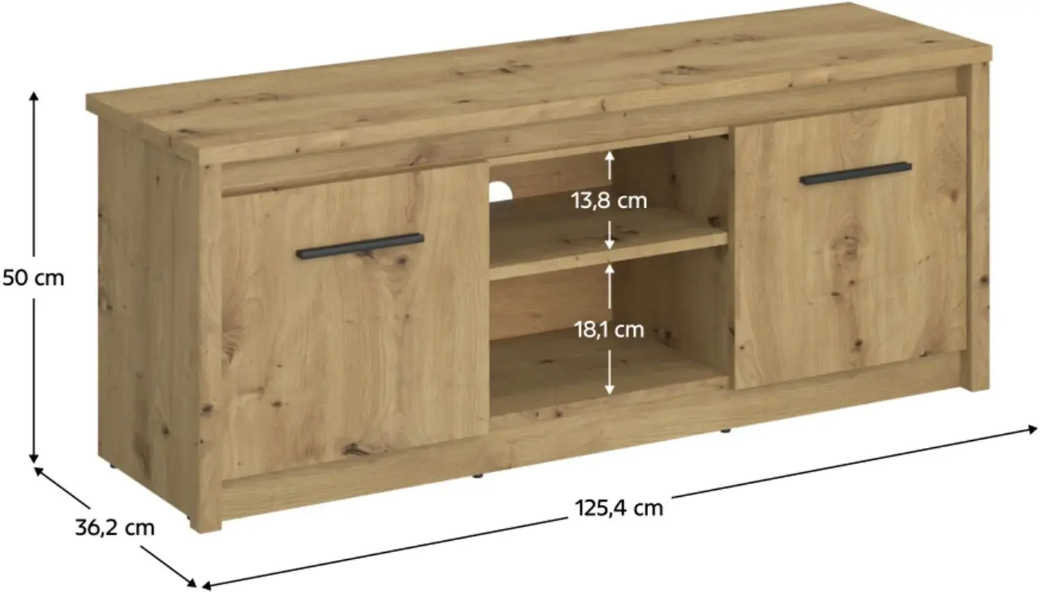 Tumba pentru TV Tempo Kondela Airon 2D 50x125 (Artisan Oak)
