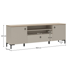 Тумба РТВ Tempo Kondela Domca 2D1S (Taupe Grey/Silverjack Oak) Thumb