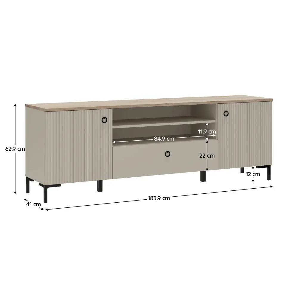 Тумба РТВ Tempo Kondela Domca 2D1S (Taupe Grey/Silverjack Oak) - 4