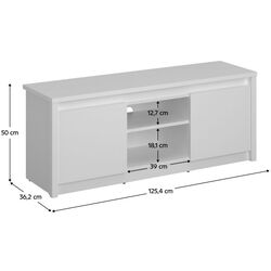 Tumba pentru TV Tempo Kondela Erodin 2D/125 (White) Thumb