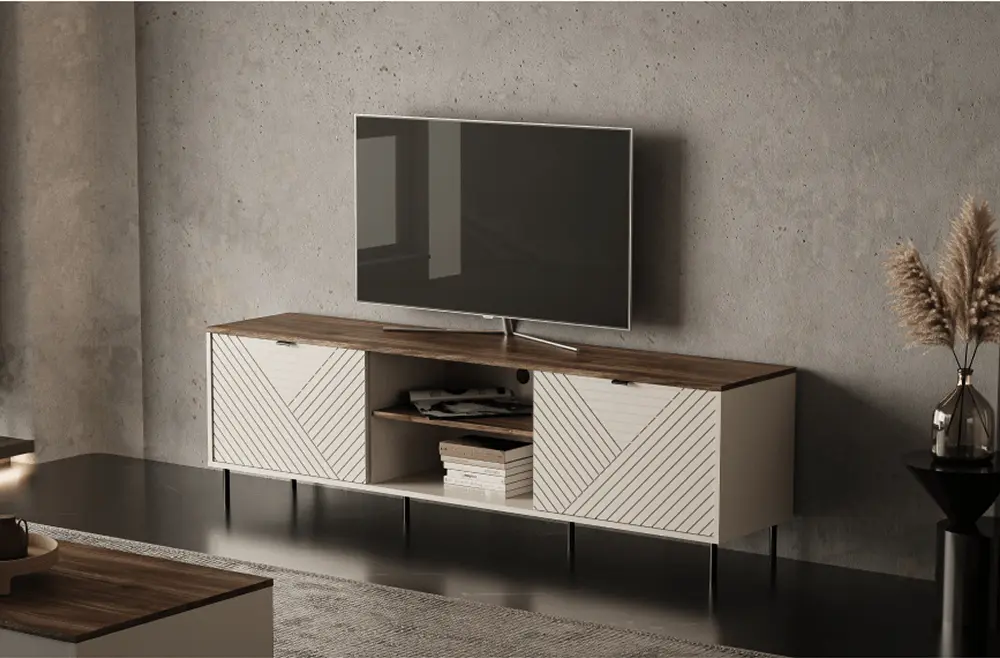 Tumba pentru TV Tempo Kondela Eyco 2D (Cashmere/Castello Oak)