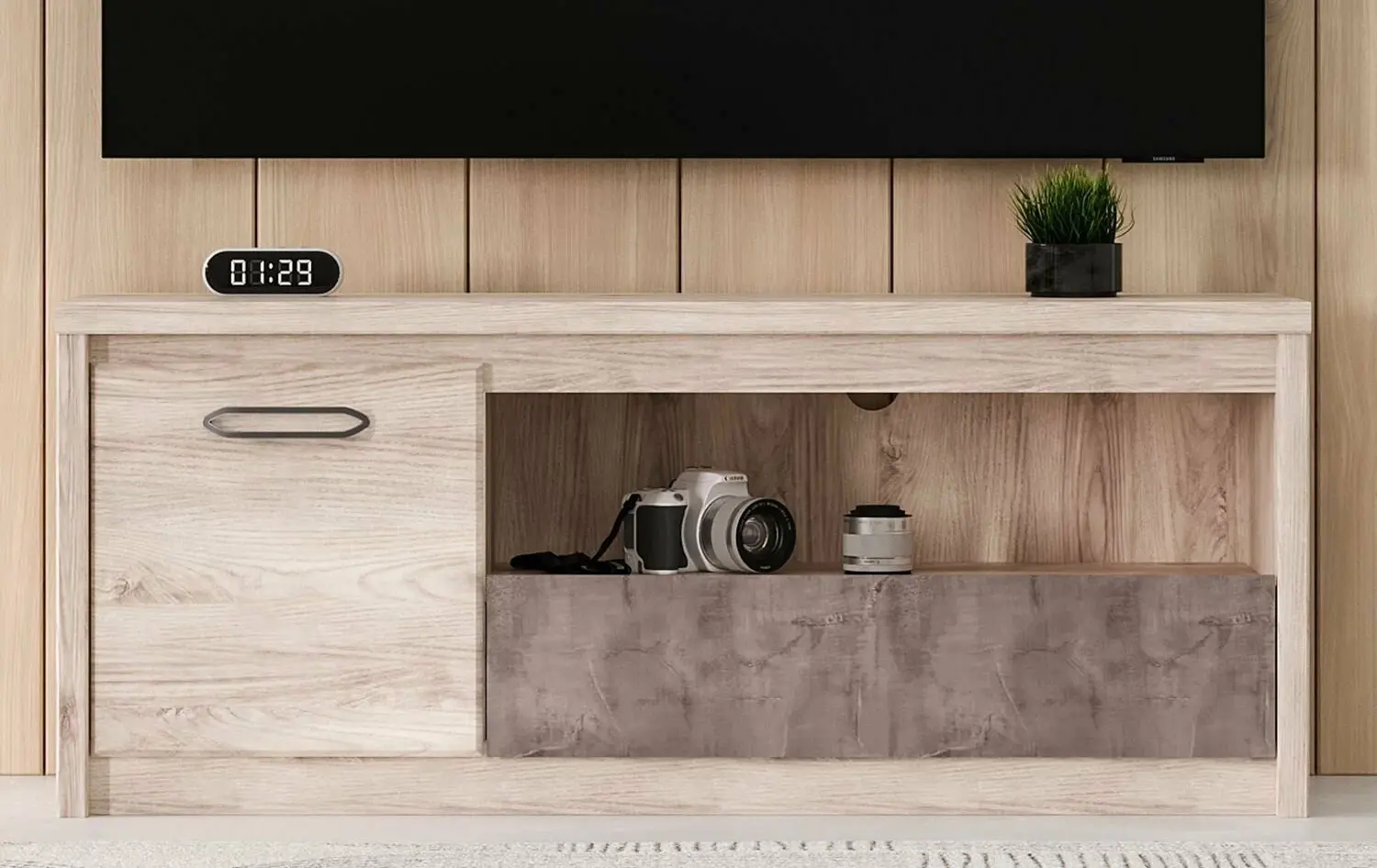 Tumba pentru TV Tempo Kondela Jesi New 1D1S (Nairobi Chestnut/Onyx)