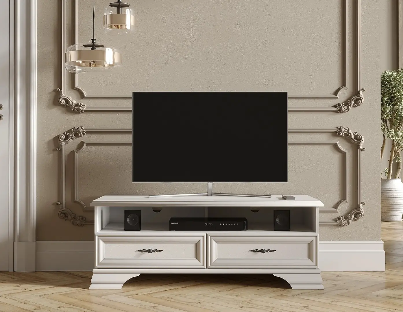 Tumba pentru TV Tempo Kondela Kentak RTV2S (Alpine White)