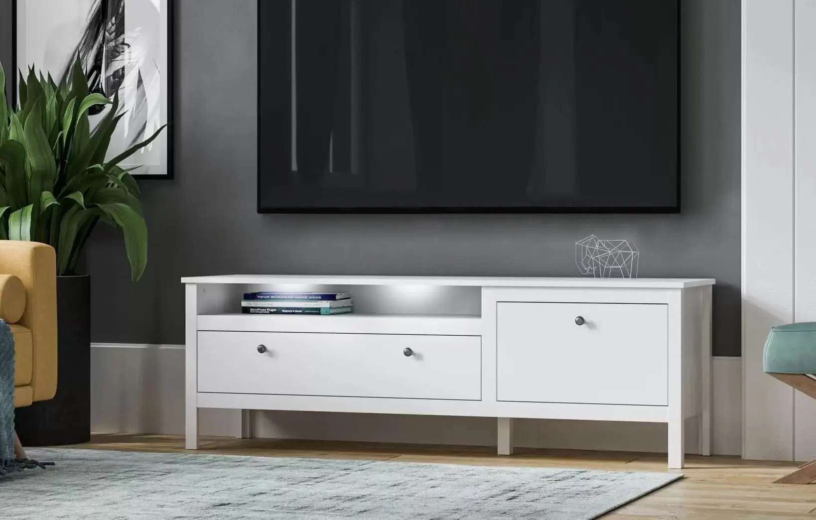 Tumba pentru TV Tempo Kondela Ollje 1S1K/160 (White)