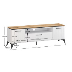 Тумба РТВ Tempo Kondela Velis 2D1S/170 (White/Evoke Oak) Thumb