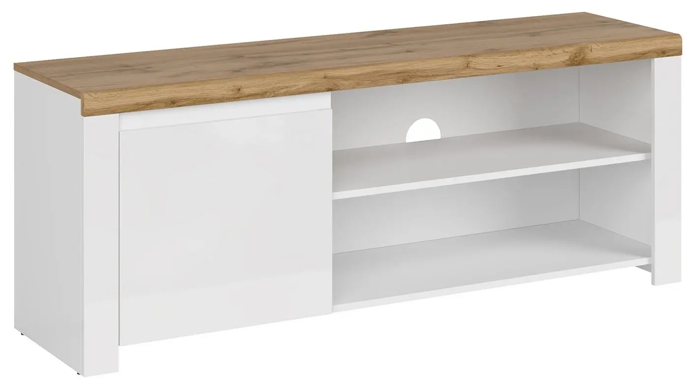 Тумба РТВ Tempo Kondela Vilgo 1D 160 (White Gloss/Wotan Oak) - 5