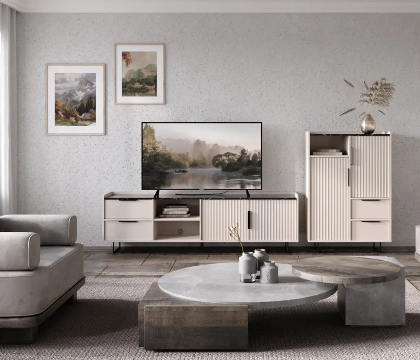 Тумба Tempo Kondela Fresio RTV2D2S (Cashmere/Dark Marble) - 3