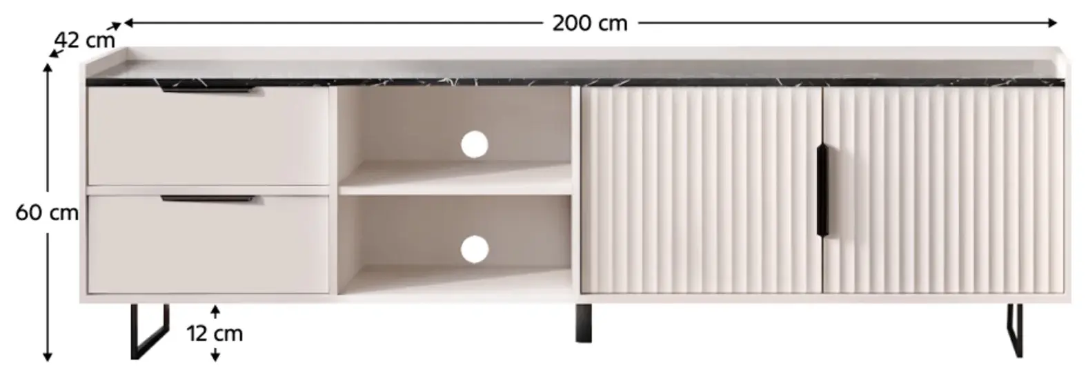 Тумба Tempo Kondela Fresio RTV2D2S (Cashmere/Dark Marble) - 4