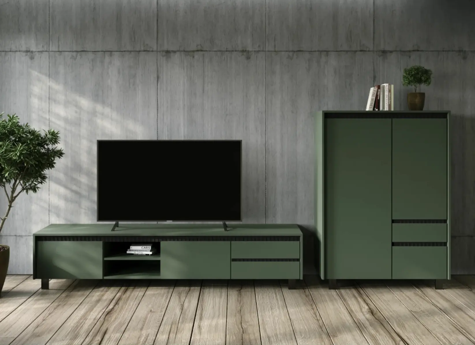 Тумба Tempo Kondela Longy RTV1K2So (Smoke Green/Black) - 2