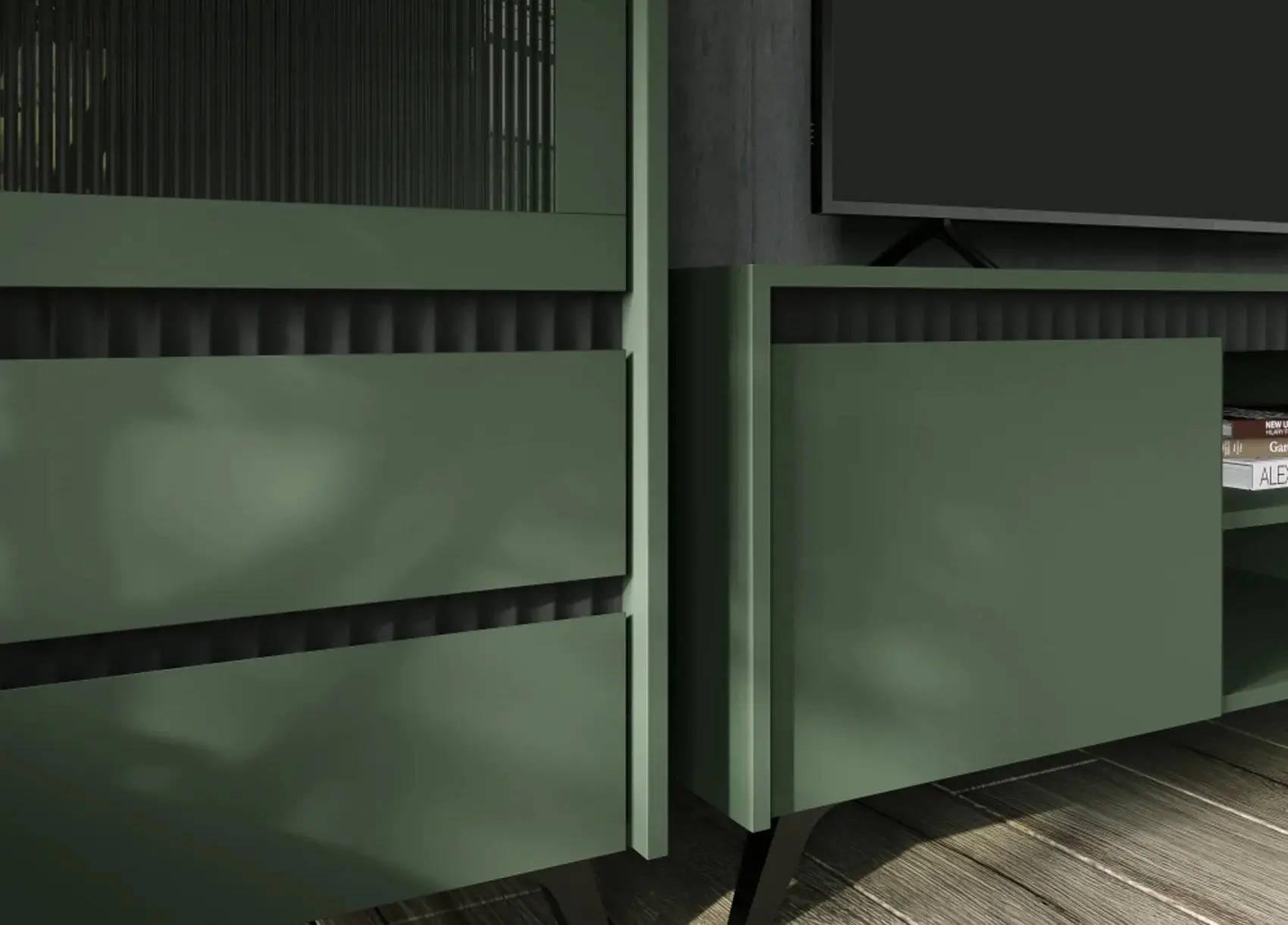 Тумба Tempo Kondela Longy RTV1K2So (Smoke Green/Black) - 4