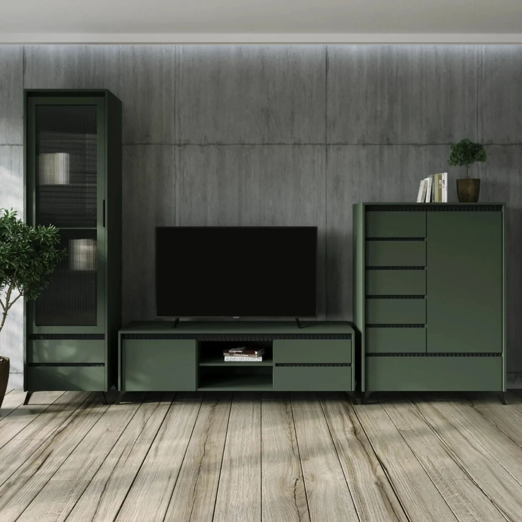 Тумба Tempo Kondela Longy RTV2K2So (Smoke Green/Black) - 2