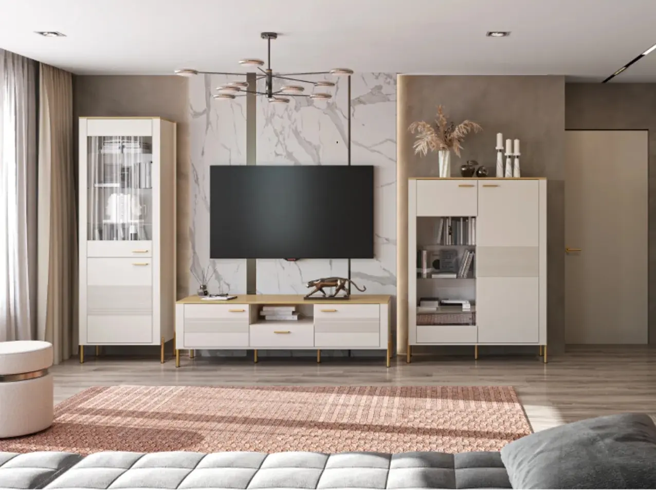 Тумба Tempo Kondela Runol 2D1S (Cashmere/Stone Oak) - 3