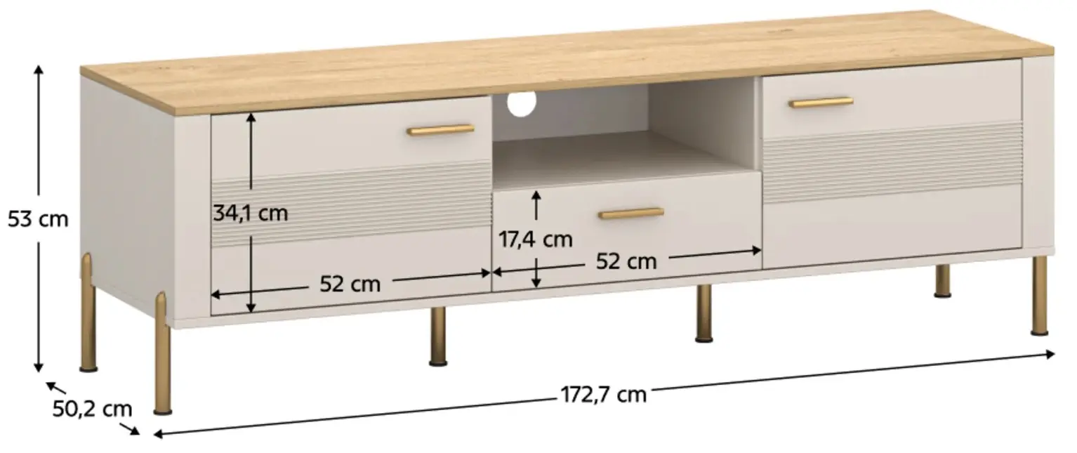 Тумба Tempo Kondela Runol 2D1S (Cashmere/Stone Oak) - 4