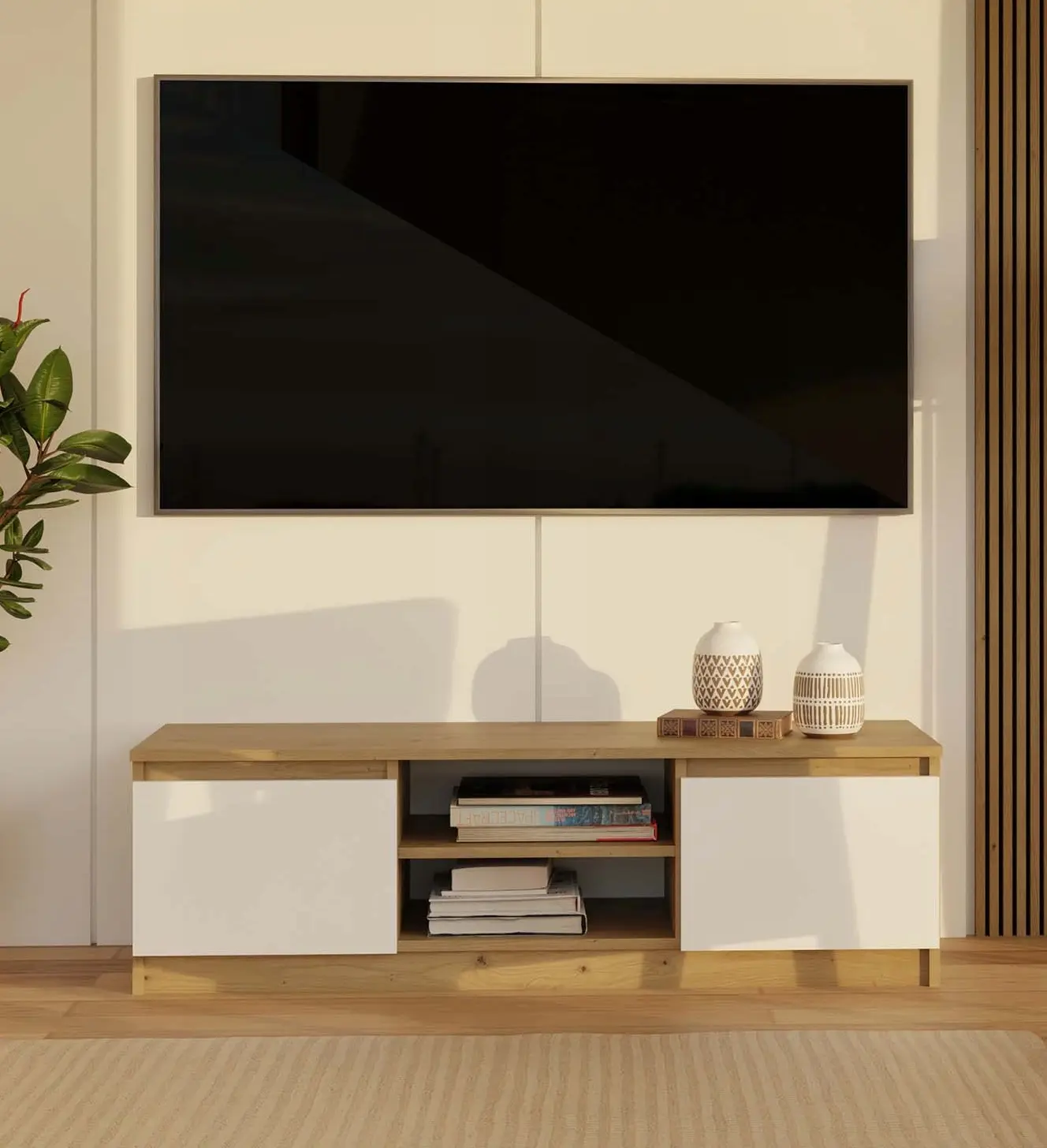 Tumba pentru TV TopEshop Malwa 120 (Artisan Oak/White) - 5