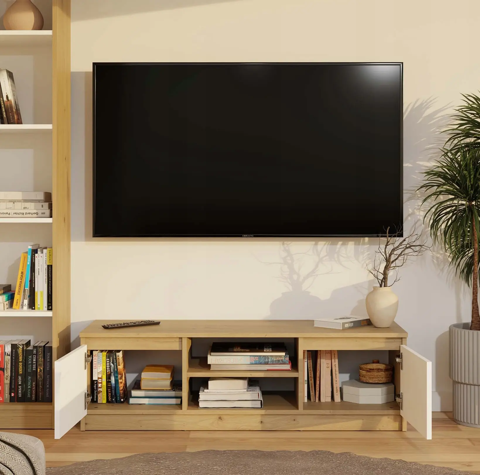 Tumba pentru TV TopEshop Malwa 120 (Artisan Oak/White) - 6