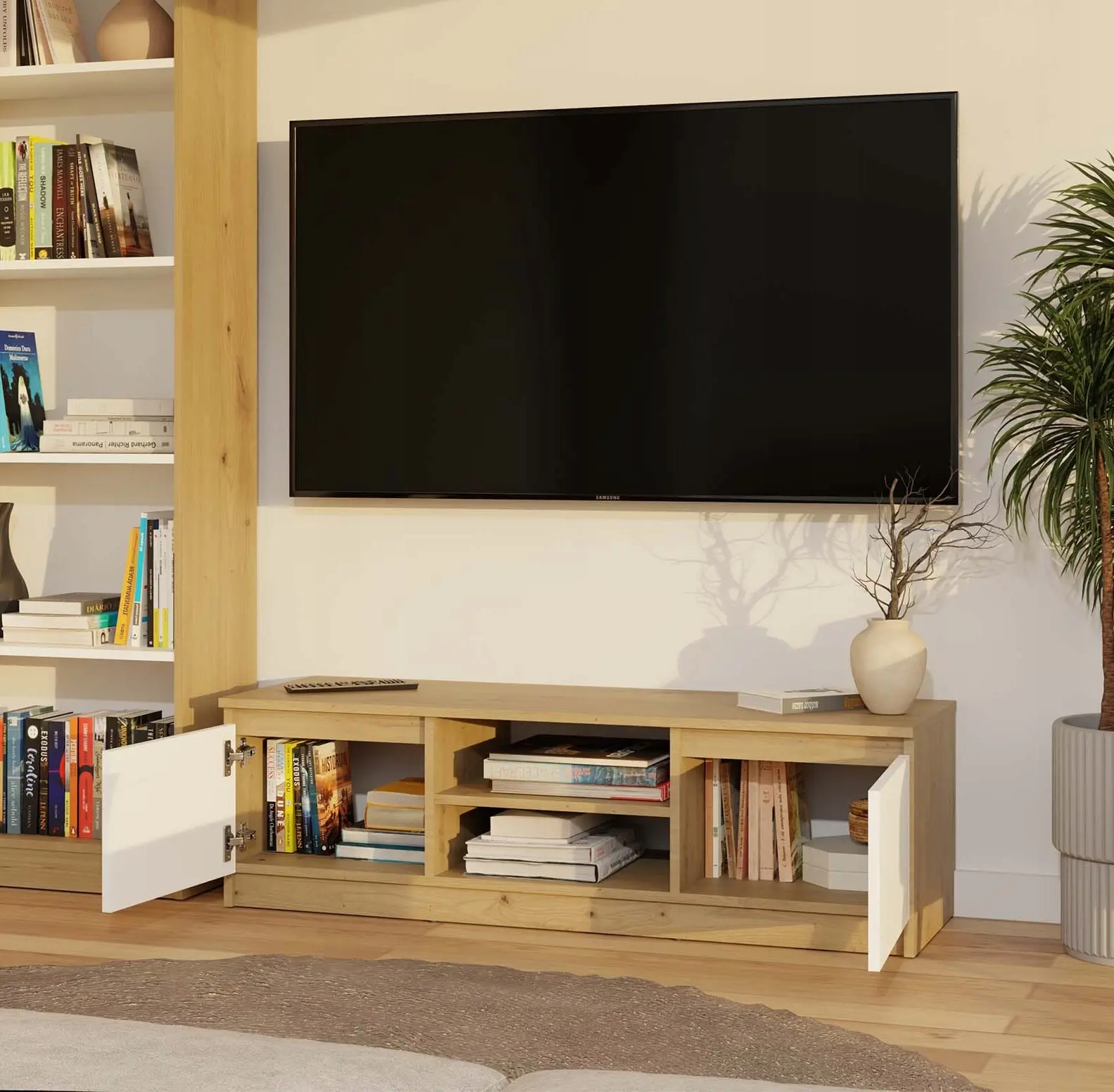 Tumba pentru TV TopEshop Malwa 120 (Artisan Oak/White) - 8
