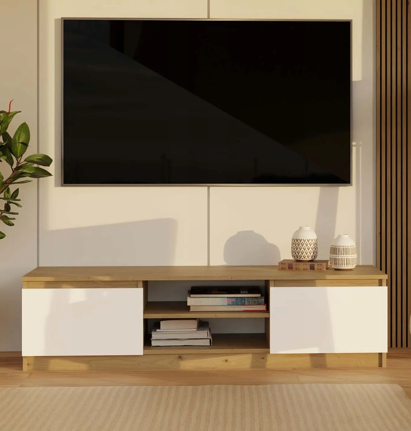 Tumba pentru TV TopEshop Malwa 140 (Artisan Oak/White) - 6