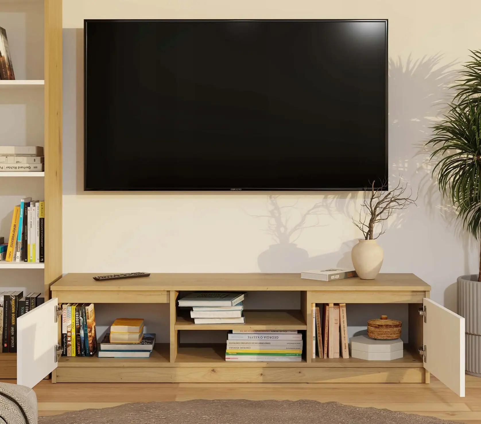 Tumba pentru TV TopEshop Malwa 140 (Artisan Oak/White) - 7